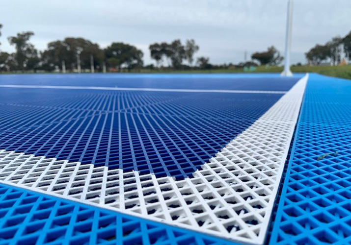 Close up of modular sports tiles by Sports Courts Victoria in Geelong