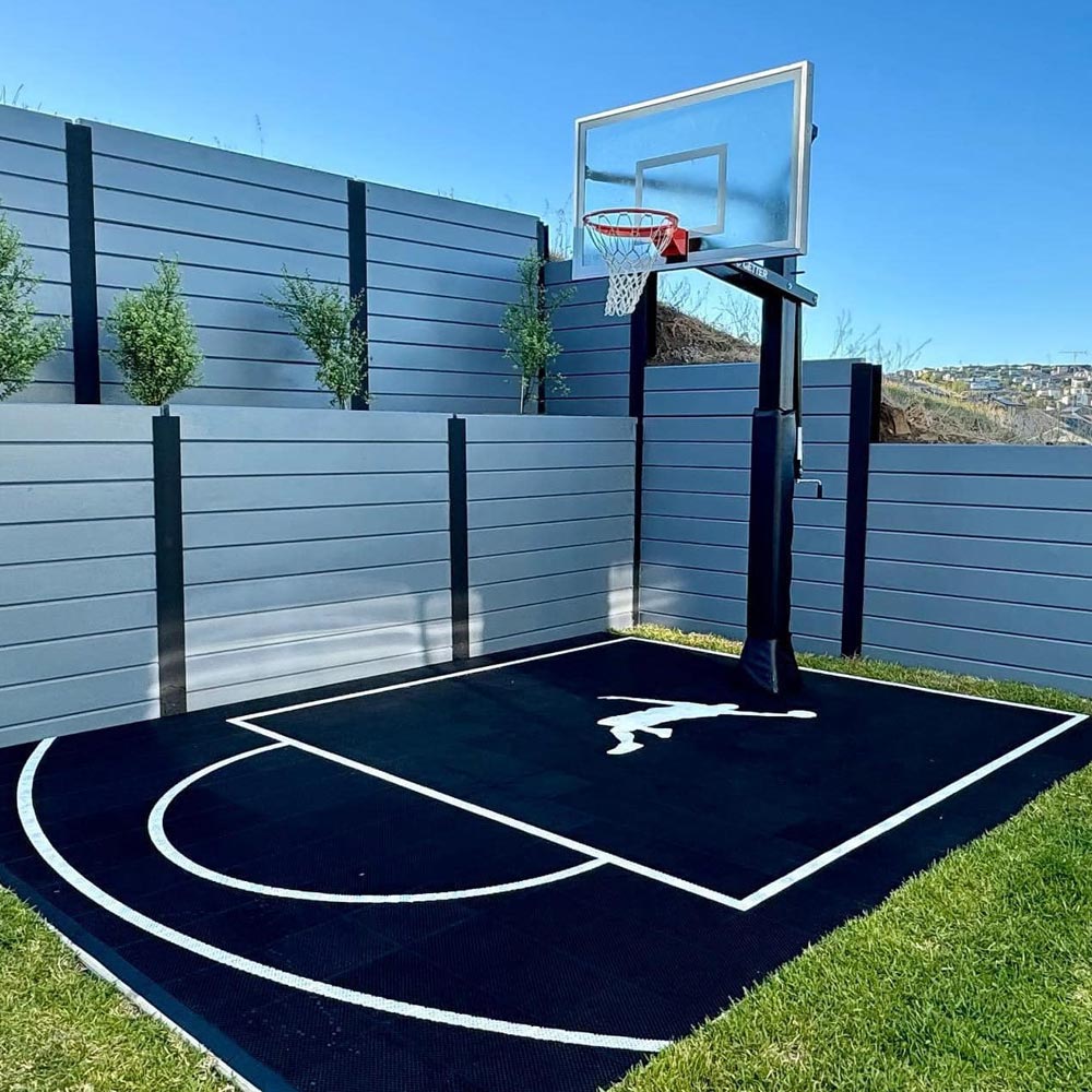 Basketball court tiles half court by Sports Courts Victoria in Geelong