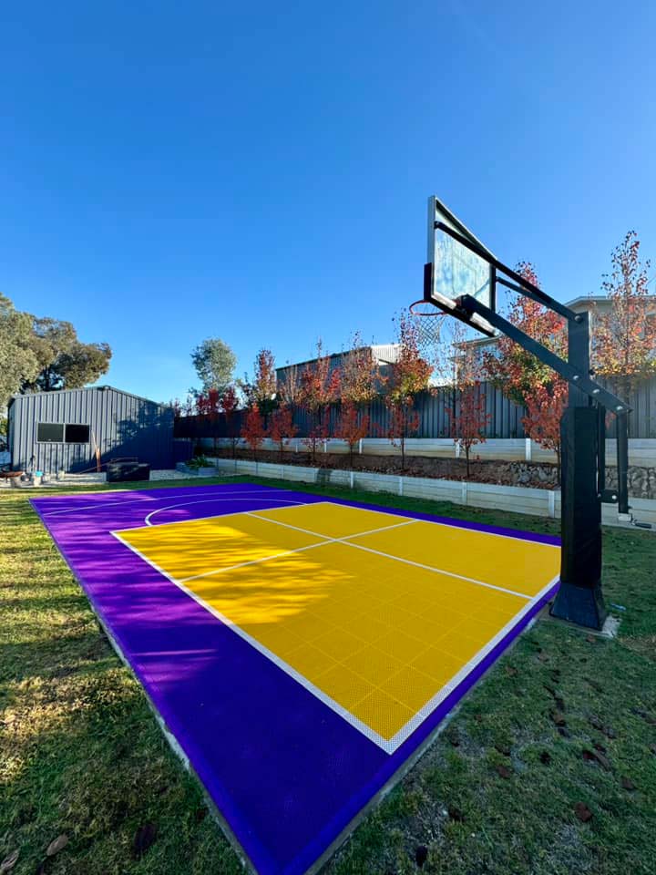 Basketball court tiles half court by Sports Courts Victoria in Geelong