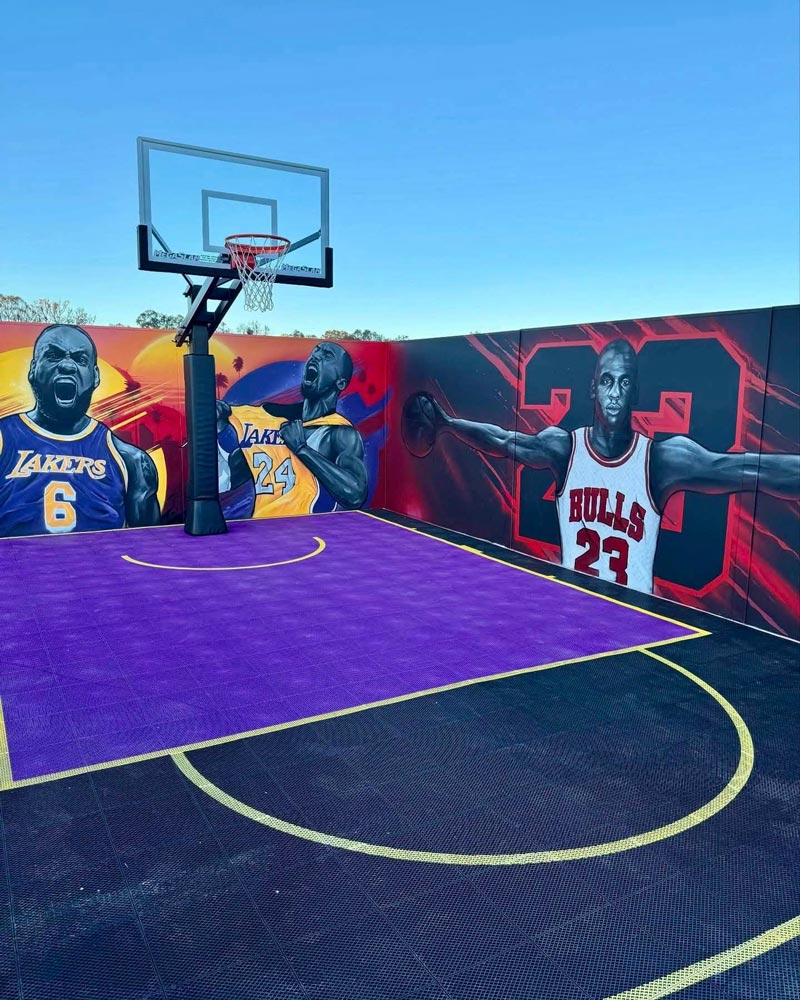 Basketball court tiles half court by Sports Courts Victoria in Geelong
