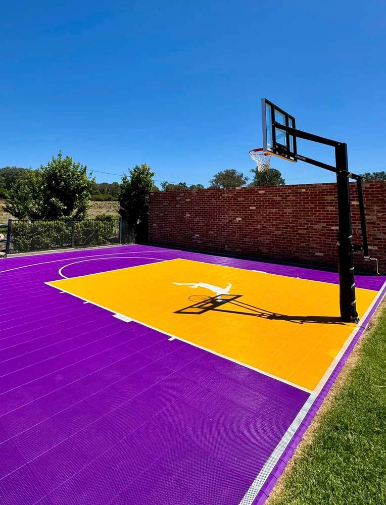 Basketball Slam Man modular sports tiles for Geelong backyard by Sports Courts Victoria