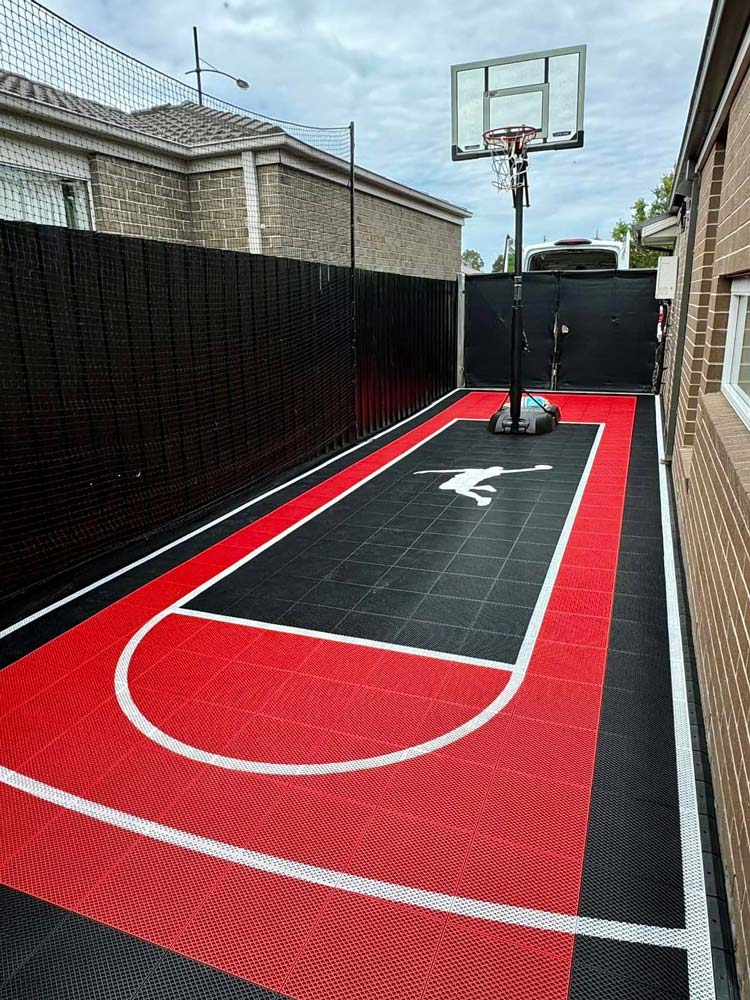 Basketball Slam Man modular sports tiles for Geelong backyard by Sports Courts Victoria