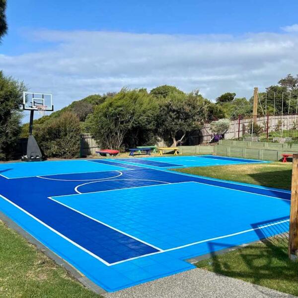 Slam Man basketball court tiles in Queenscliff for community group