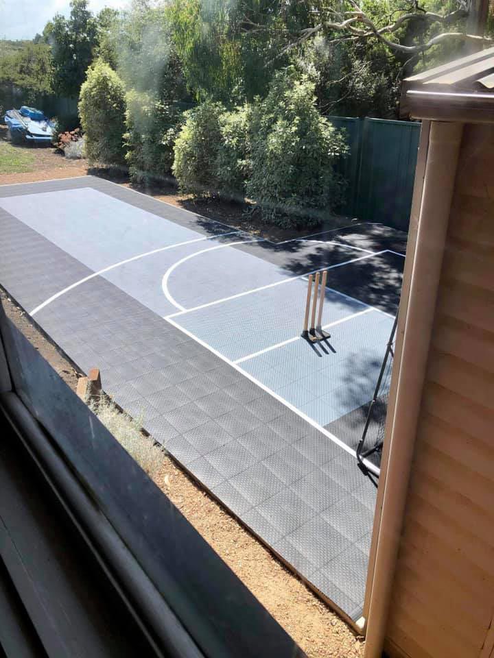 Modular sports tiles for cricket in Victoria back yard