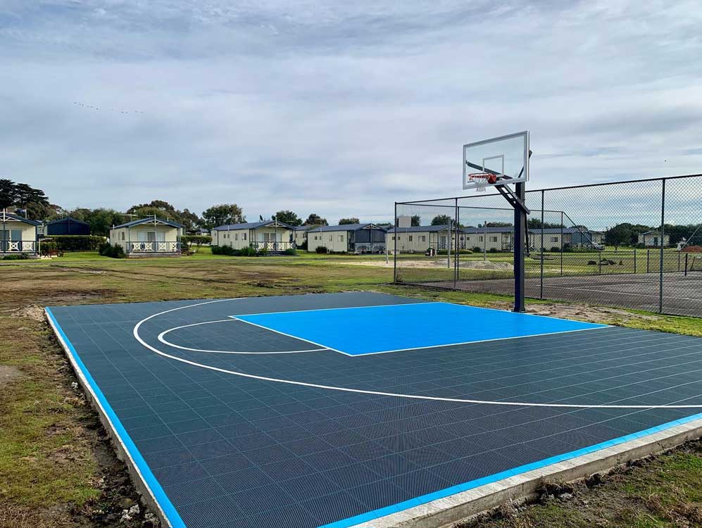 Basketball court tiles for Ingenia Swan Bay Caravan Park