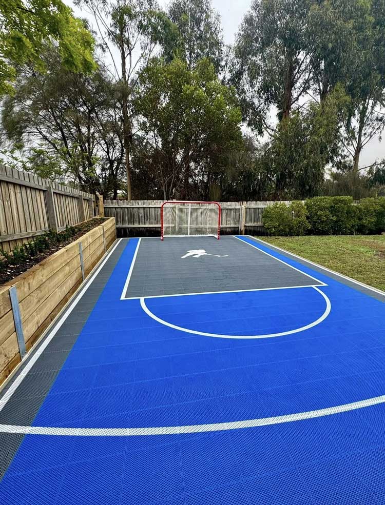 Ice hockey Puckman training court tiles for Geelong backyard