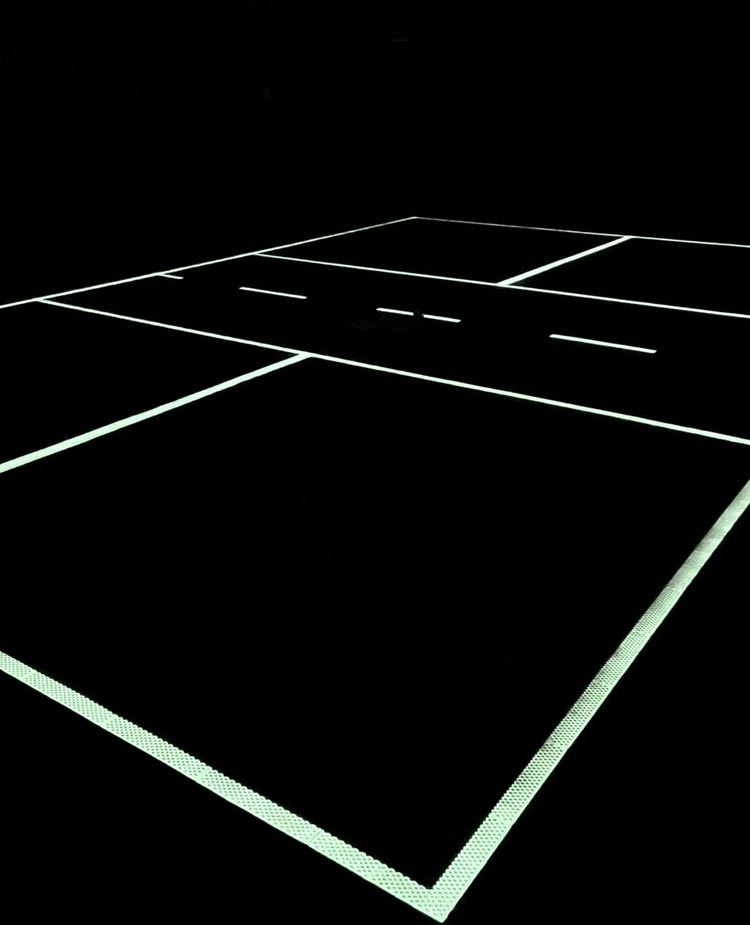 Glow in the dark line marking on modular sports tiles in Geelong