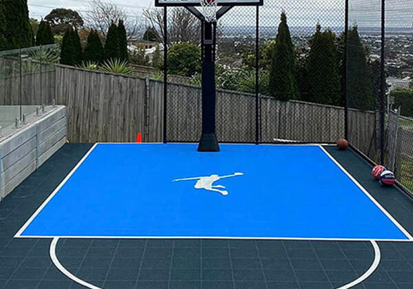 Basketball court tiles half court by Sports Courts Victoria in Geelong
