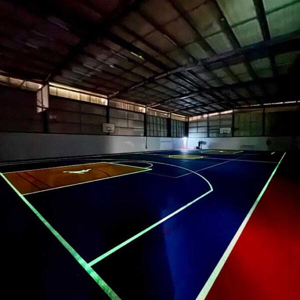 Glow in the dark basketball sport court tiles for Stawell College