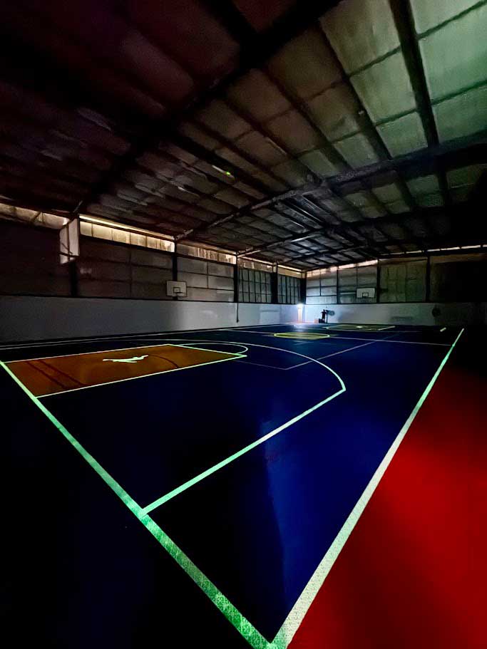 Glow in the dark basketball sport court tiles for Stawell College