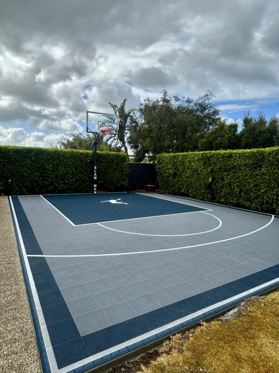 Custom Slam Man Elite Basketball Court & 60” Inground Ring – Ocean Grove
