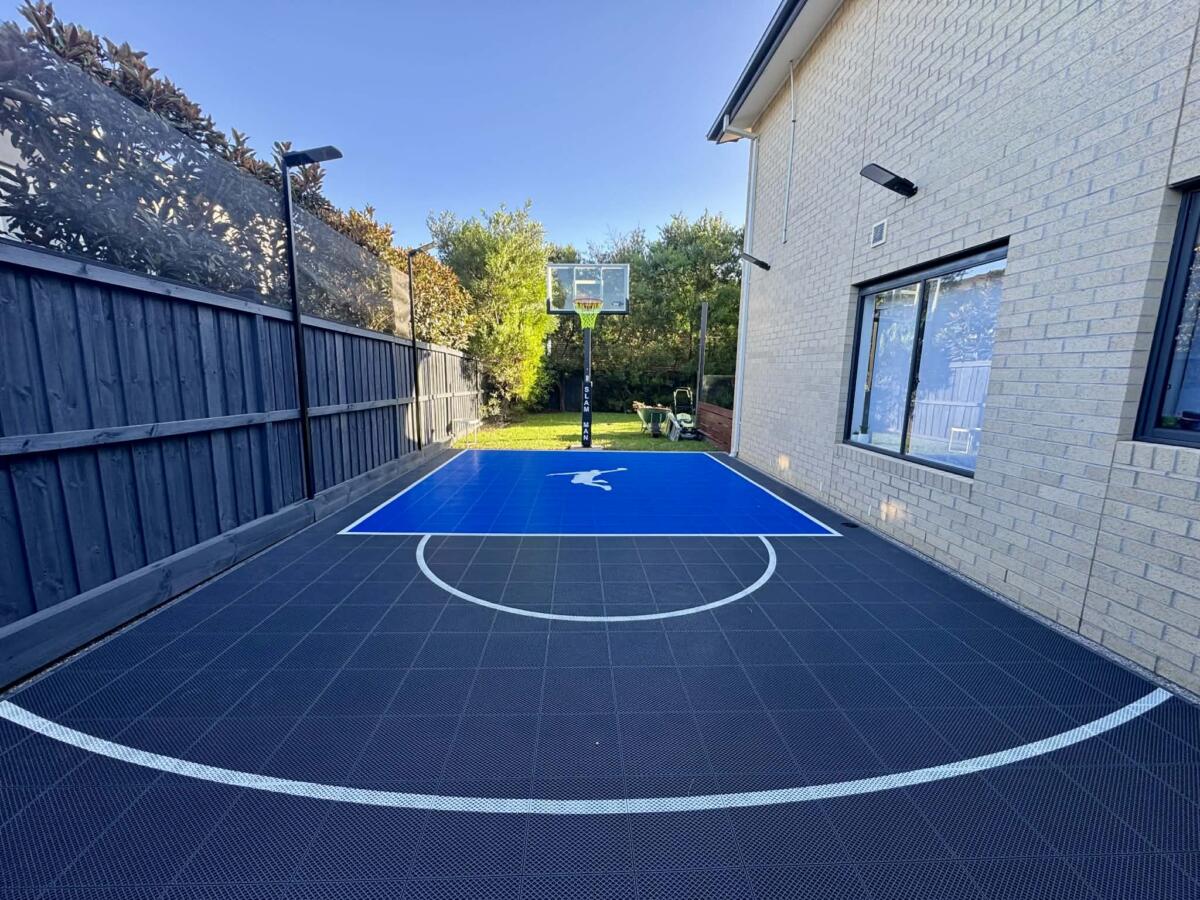 Custom Slam Man Elite Basketball Court & Hornet 54” Inground Ring – Curlewis