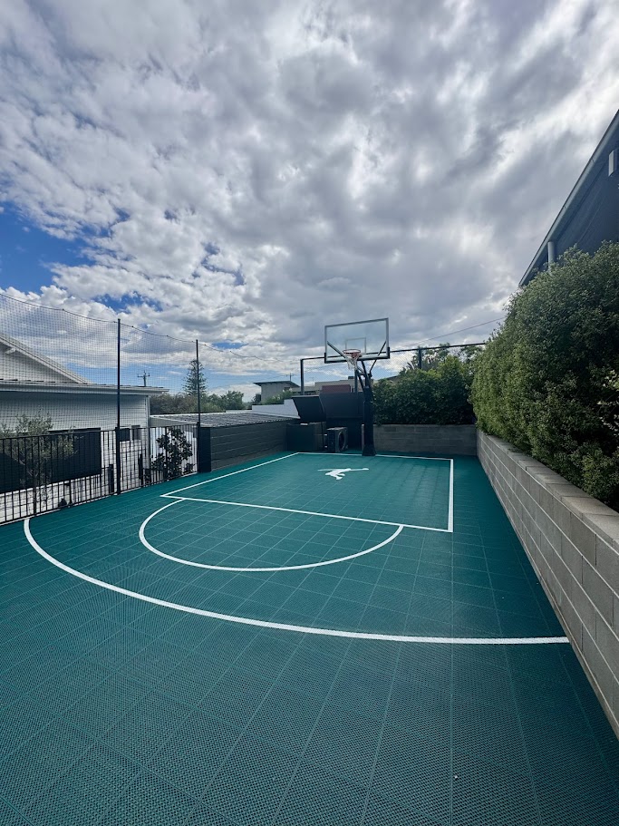 After Slam Man sports court and inground ring installation