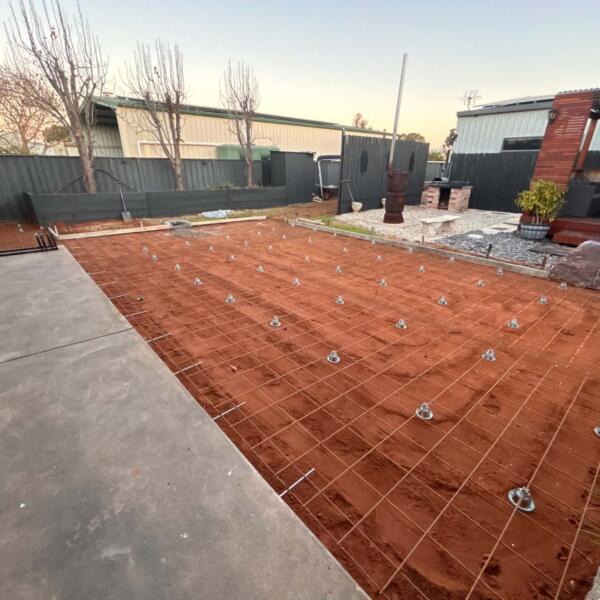 Basketball court base specifications and anchor placement for Swan Hill Slam Man court installation