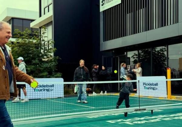 Slam Man Portable Pickleball Court for Pickleball Touring Co.