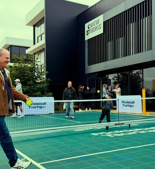 Slam Man Portable Pickleball Court for Pickleball Touring Co.