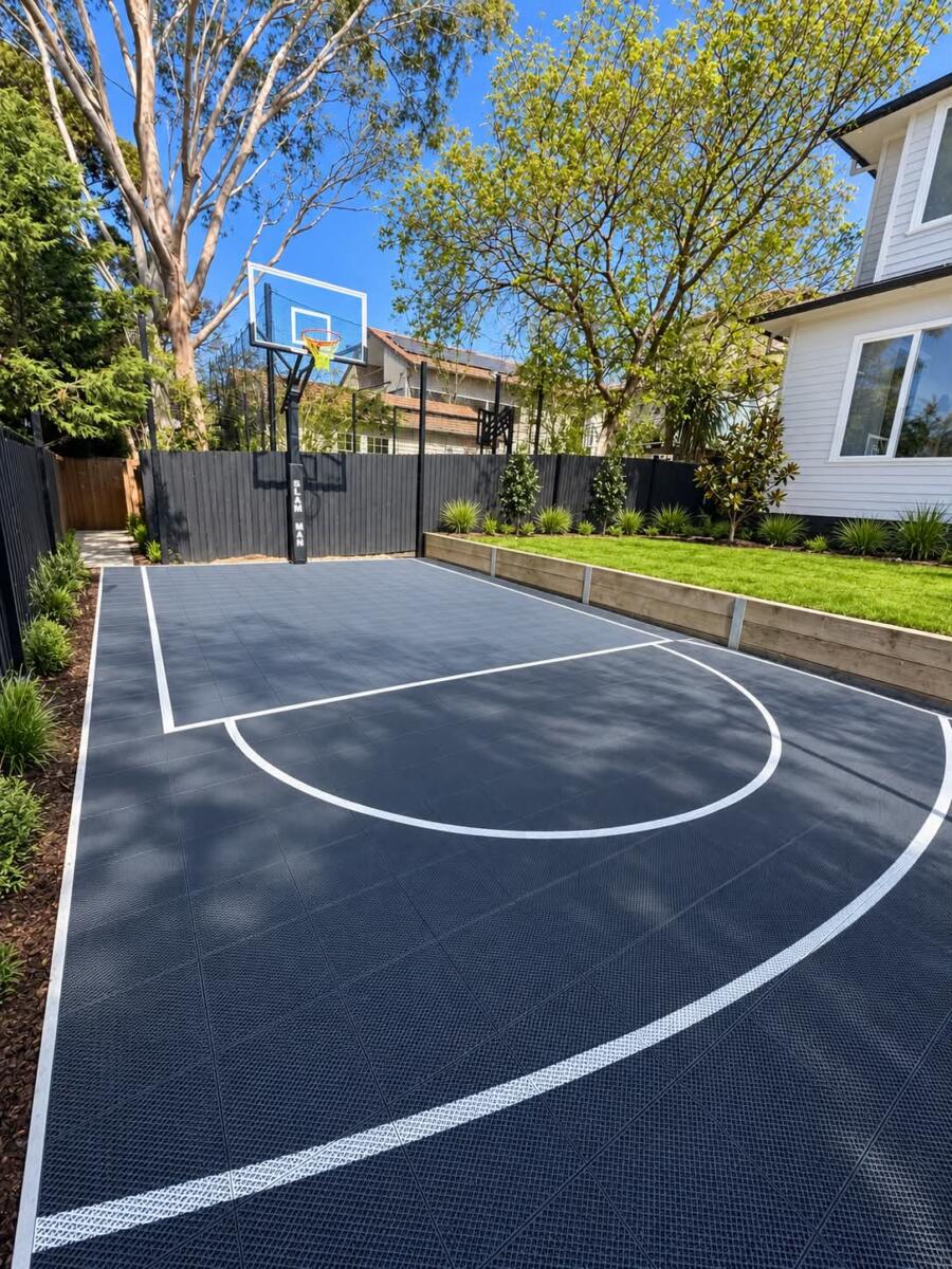 Custom Backyard Basketball Court with 60 Inch Ring – Rosanna