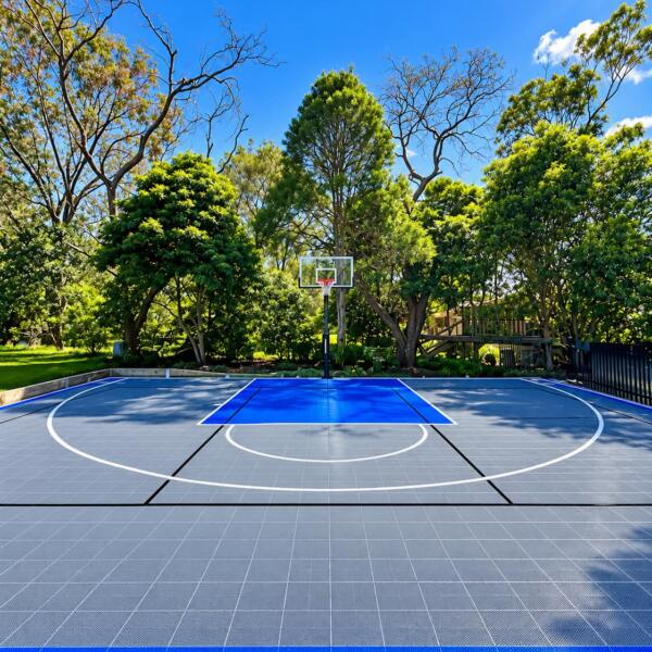 Custom 10m x 15m Slam Man Elite basketball and pickleball court installation in Somerville on the Mornington Peninsula